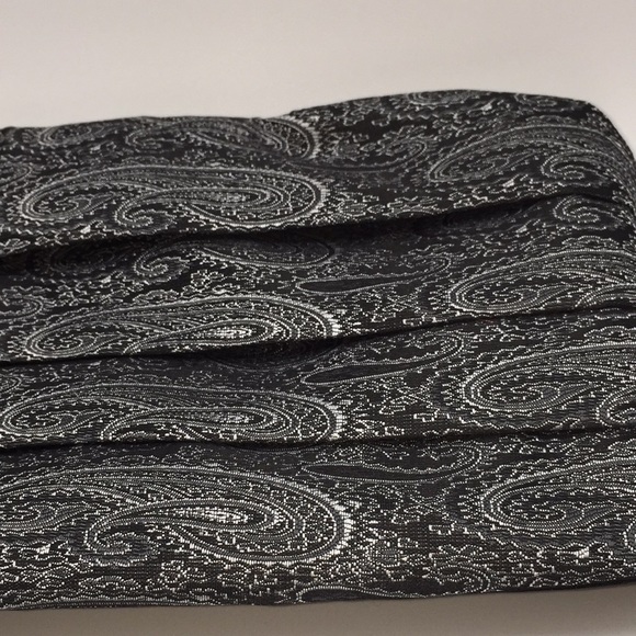 Bow Tie & Cummerbund Black Grey Paisley with Box - Picture 9 of 11